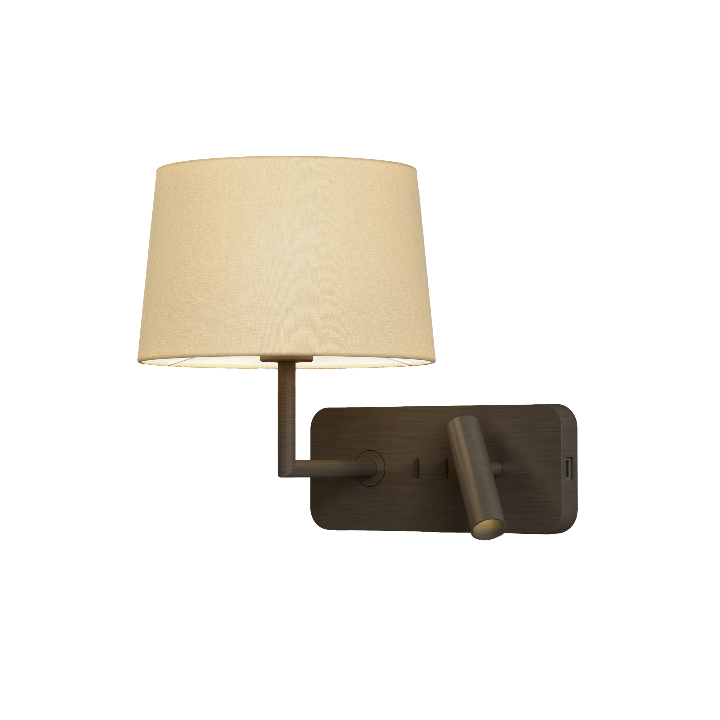 Side by Side Grande USB WL excl. E27 + LED 2700K brons