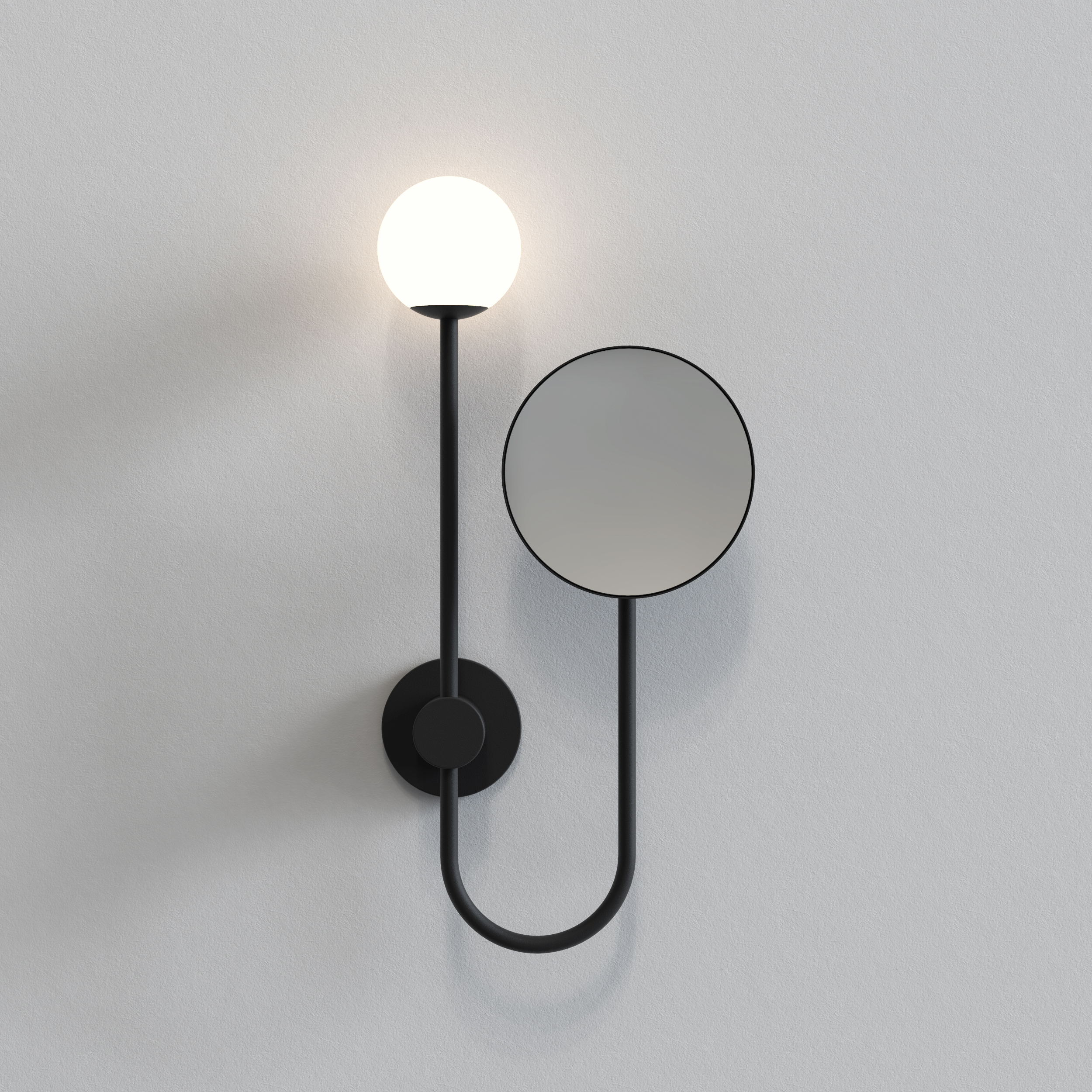 Orb WL excl. G9 mat zwart + cosmeticaspiegel