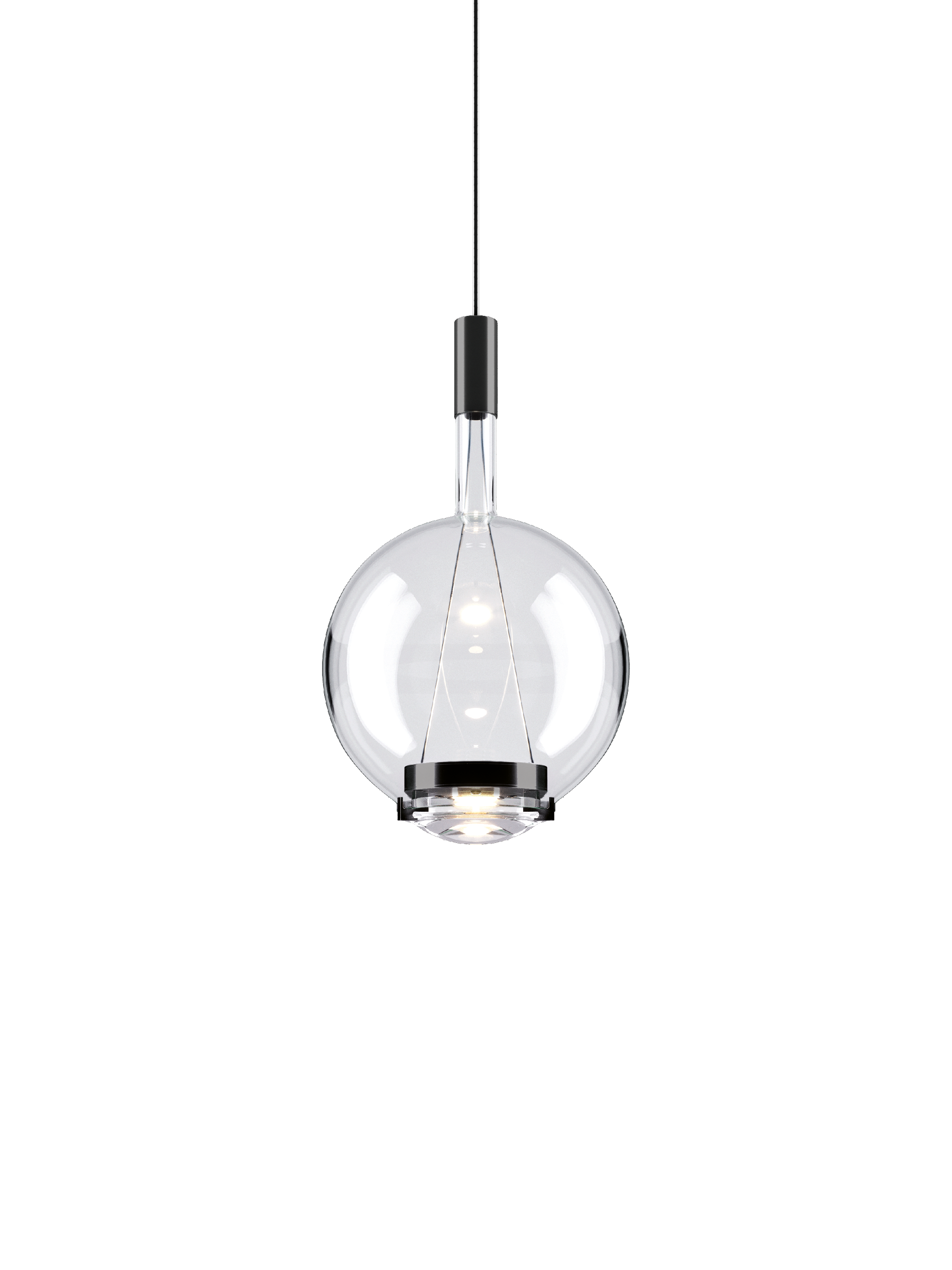 Sky-Fall Round Medium HL 2700K zwart chroom/kristal