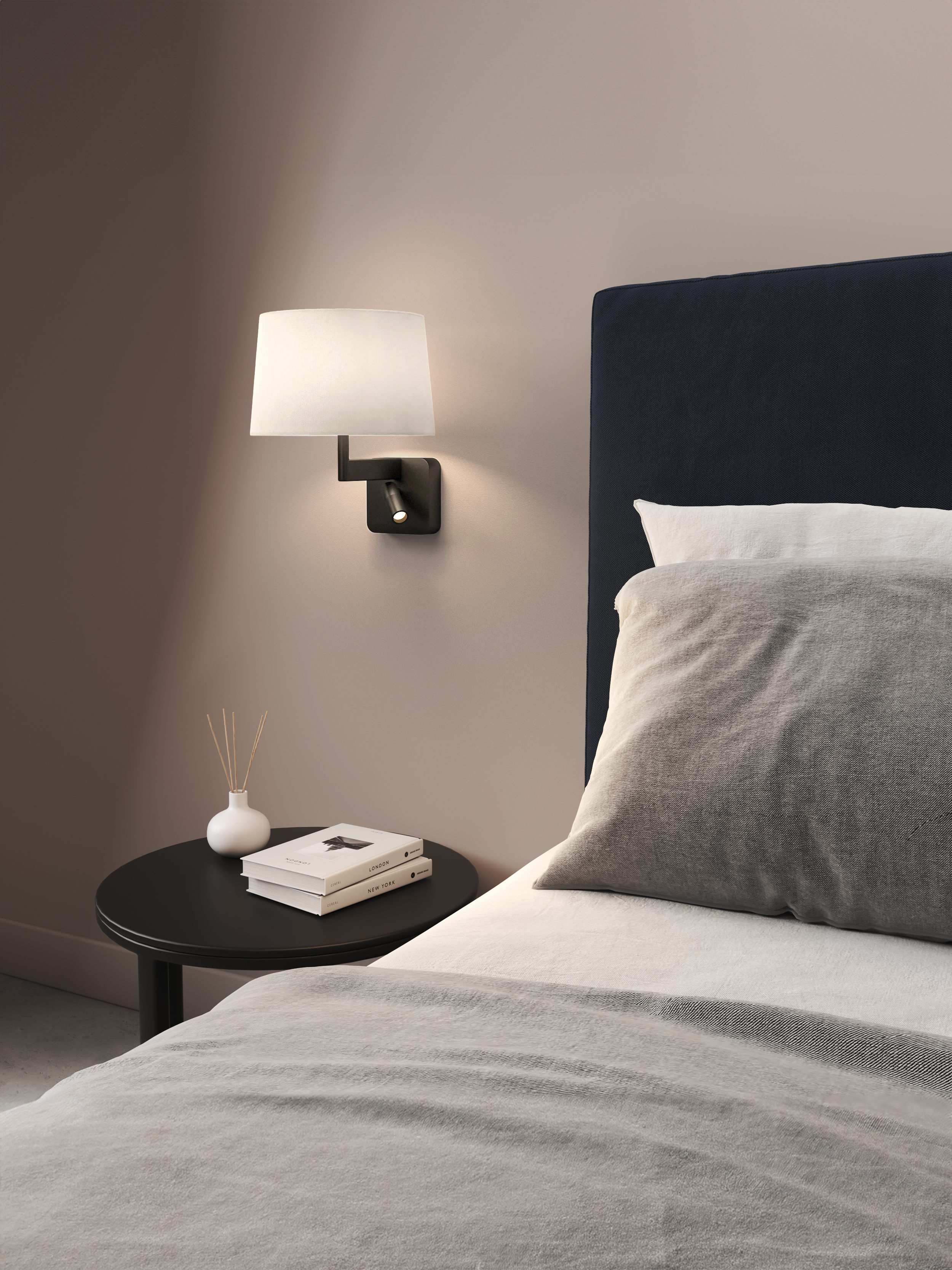 Beaumont Reader WL excl. E27 + LED 2700K mat zwart